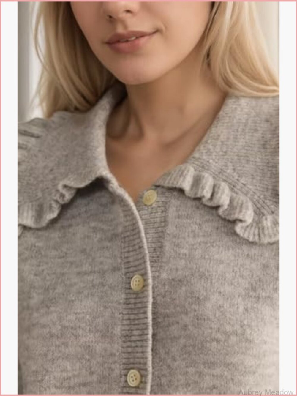 Ruffle Collar Cardigan Button Up Open Front Knit Jacket - Picture 5 of 7